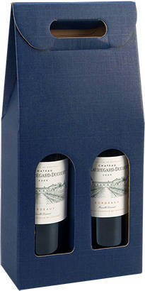 Niebieskie pudełko z okienkami – na 2 butelki